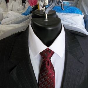 5) Jos A Bank Signature Gold Pinstripe Suit